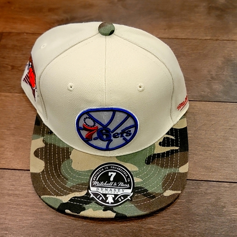 Men's Philadelphia 76ers Mitchell & Ness Cream/Camo Hardwood Classics
